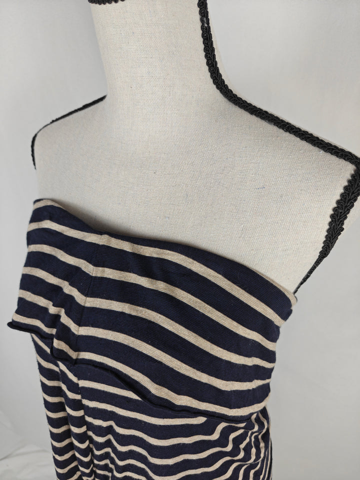 Women’s Bailey 44 Strapless Dress Navy Beige Striped Size M