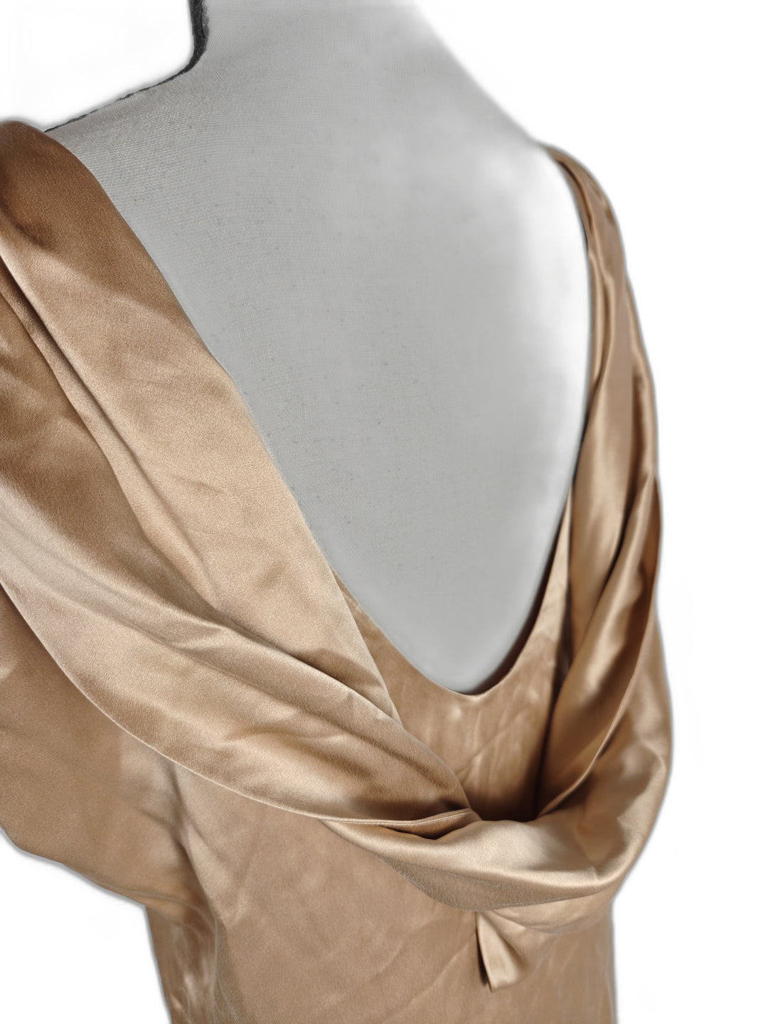 Women Club Monaco Silk Cowl Back Dress Champagne Size 6