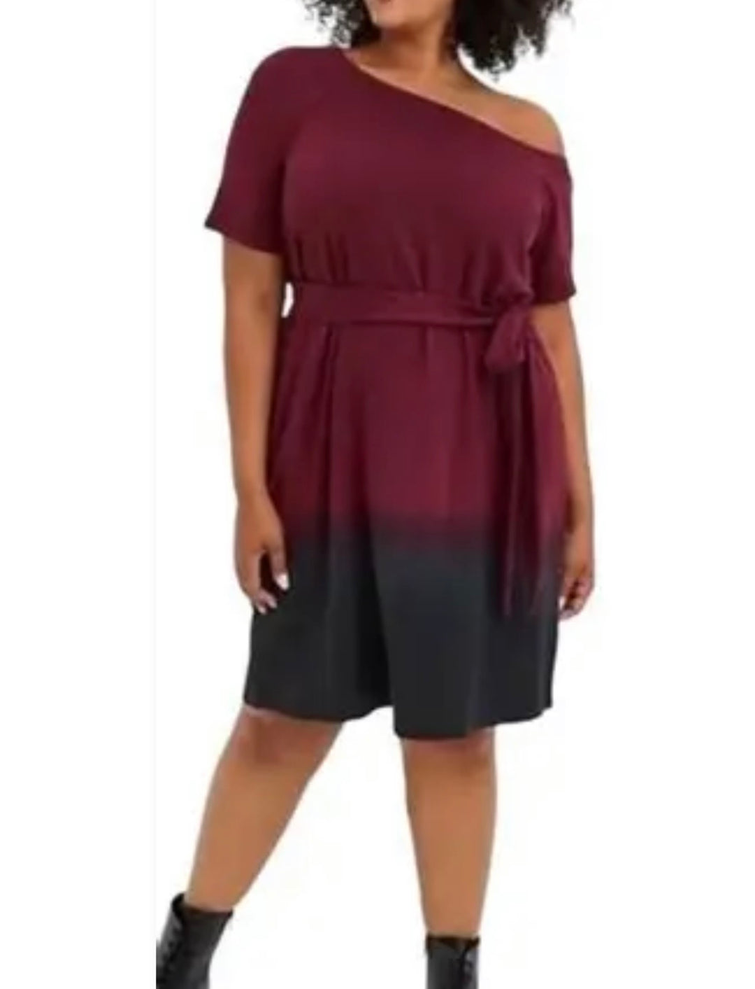 Torrid Burgundy Tie Dip-Dye Dress Sz1X(14-16) NWT