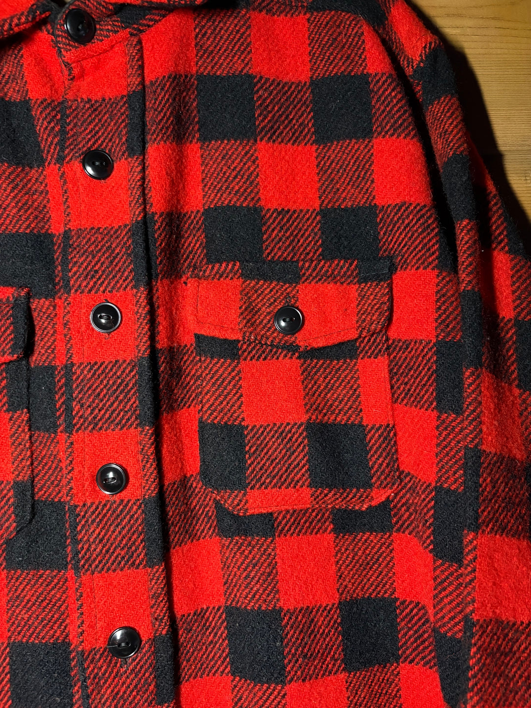 Vintage Soo Woolens Buffalo Plaid Wool Hunting Shirt Jacket