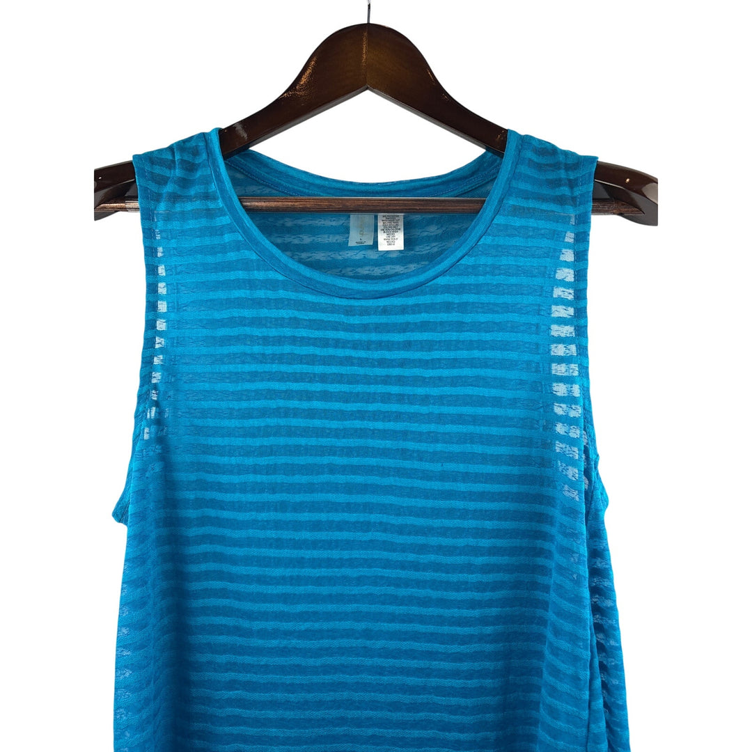 Women’s Mynah Large Oversized Blue Striped Sheer Tank