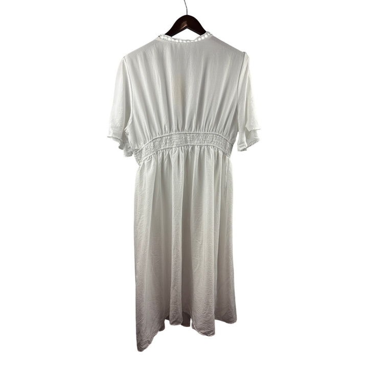 Women’s Ekouaer XL White Short Sleeve Double Tie Swim Coverup
