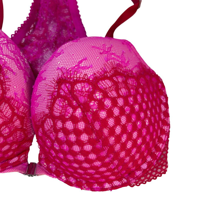 Victorias Secret Body By Victoria Push Up Bra Hot Pink Lace Underwire