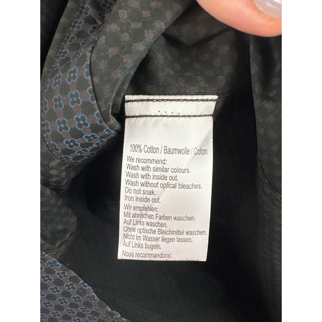 Men’s Sand by Mario’s Small Black & Grey Patterned Button Down