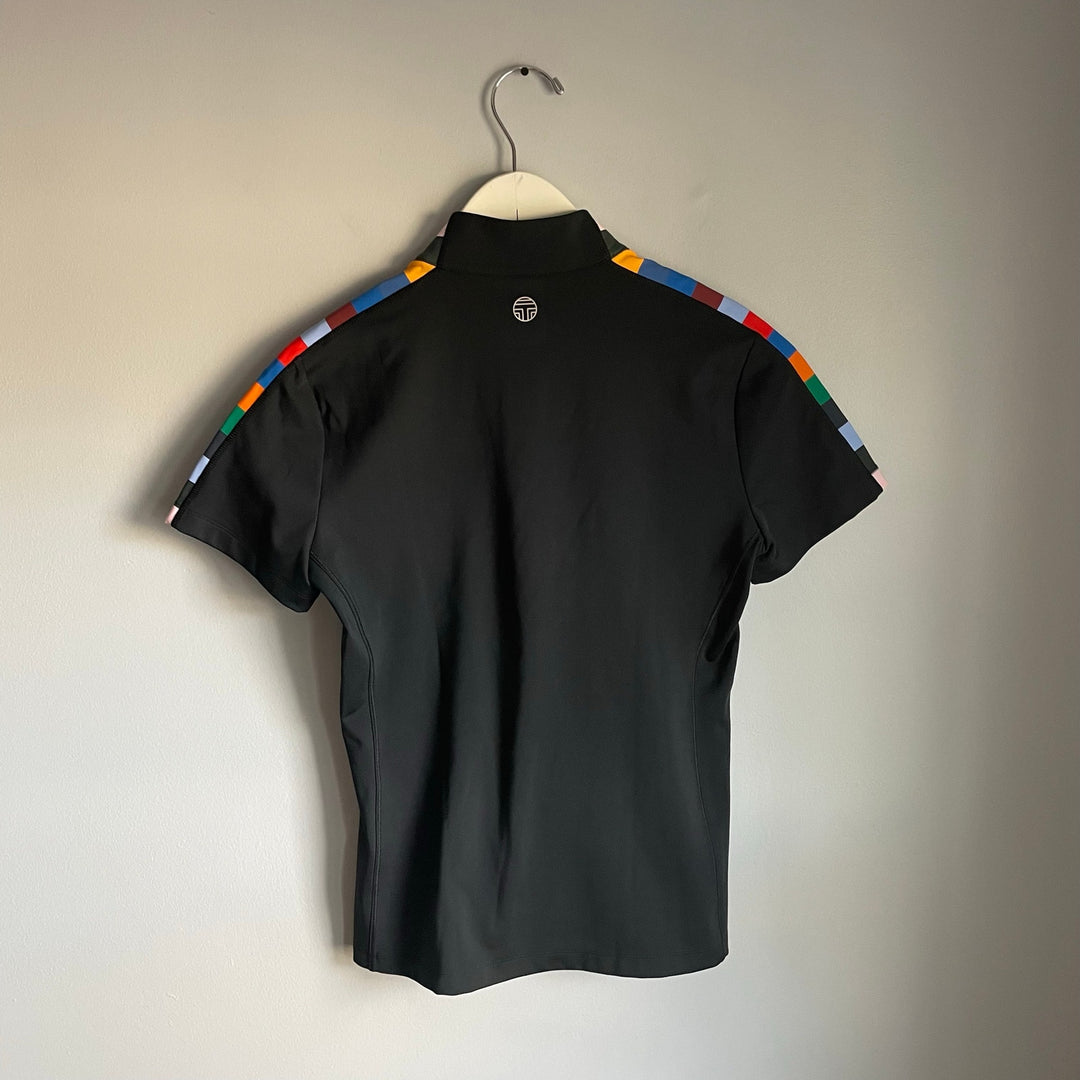 Tory Sport Short Sleeve Athletic Cycling Golf Top Rainbow Checkered Size Small
