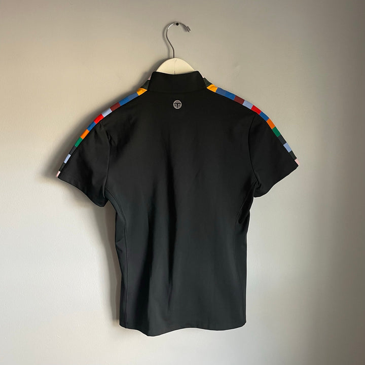 Tory Sport Short Sleeve Athletic Cycling Golf Top Rainbow Checkered Size Small