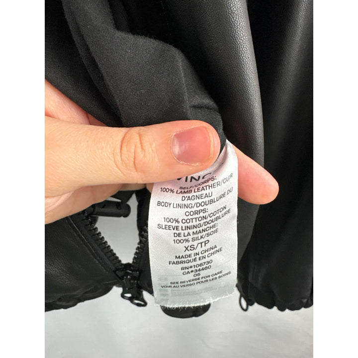 Women’s Vince XS Black Leather Zip-Up Hoodie