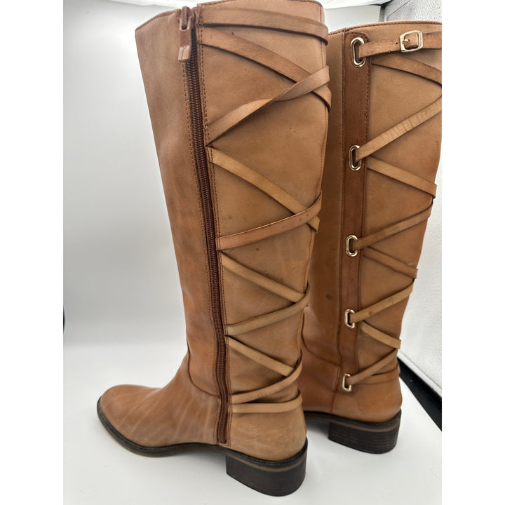 Women’s BCBGeneration Janiss Luggage Leather Riding Boots Tan Size 8