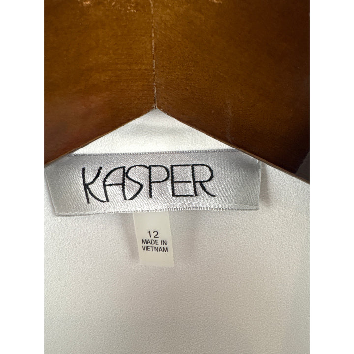 Women’s Kasper Size 12 White Ruffled Sleeveless Blouse