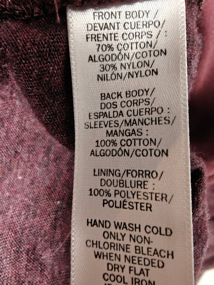 Women Ann Taylor LOFT Lace Front Blouse Burgundy Size XL