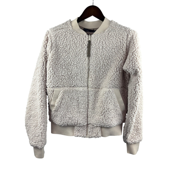 Women’s Prana Medium Cream Sherpa Style Zip-Up Bomber
