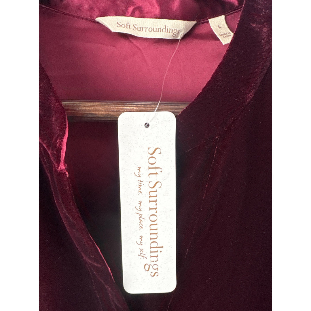 Women’s Soft Surroundings Large Garnet Velvet Long Sleeve Blouse