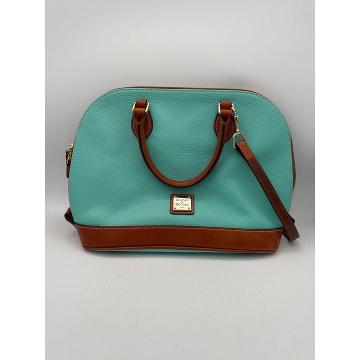 Women’s Dooney & Bourke tiffany Blue Leather Handbag w/ Brown Straps