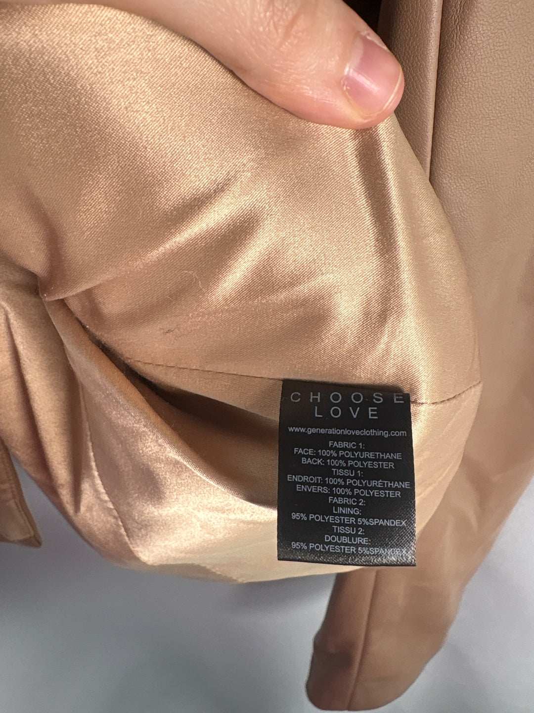 Women Brown Generation Love Faux Leather Double Breasted Blazer