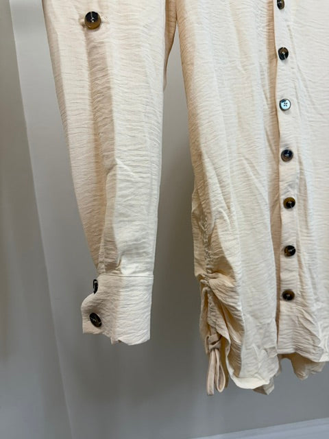 ChicMe Ruched Button Front Shirt Dress Beige SzXL