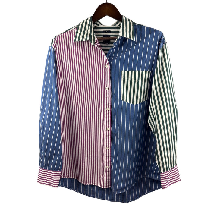 Women’s GAP Large Blue, Red, Green & White Colorblock Striped Button Up Shirt