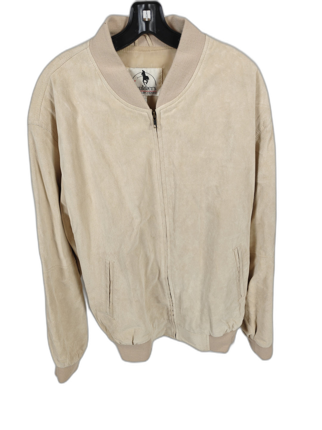 Mens Chukkers By Midwest Suede Leather Bomber Jacket Beige Size XL