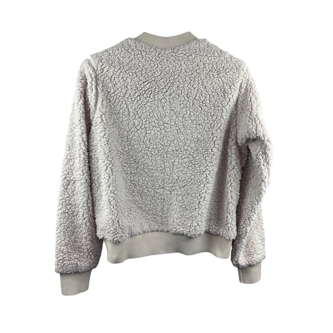 Women’s Prana Medium Cream Sherpa Style Zip-Up Bomber