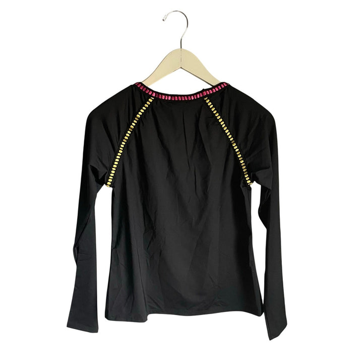 La Blanca Black Pink Long Sleeve Shirt Sun Shirt Bohemian Resortwear Size Medium