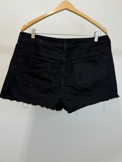 SO High Rise Shorty Distressed Black Denim Shorts Sz17/33W