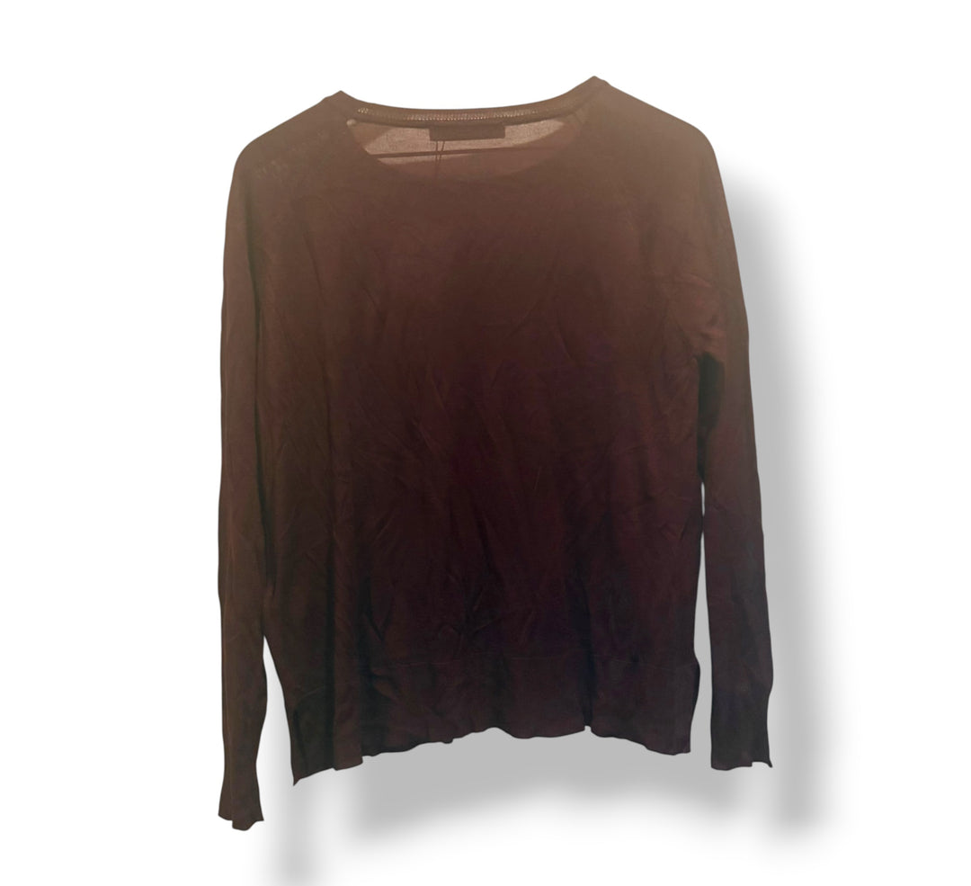 Zara Burgundy Lightweight Knit Sweater Top Size M NWT Quiet Luxury Workwear