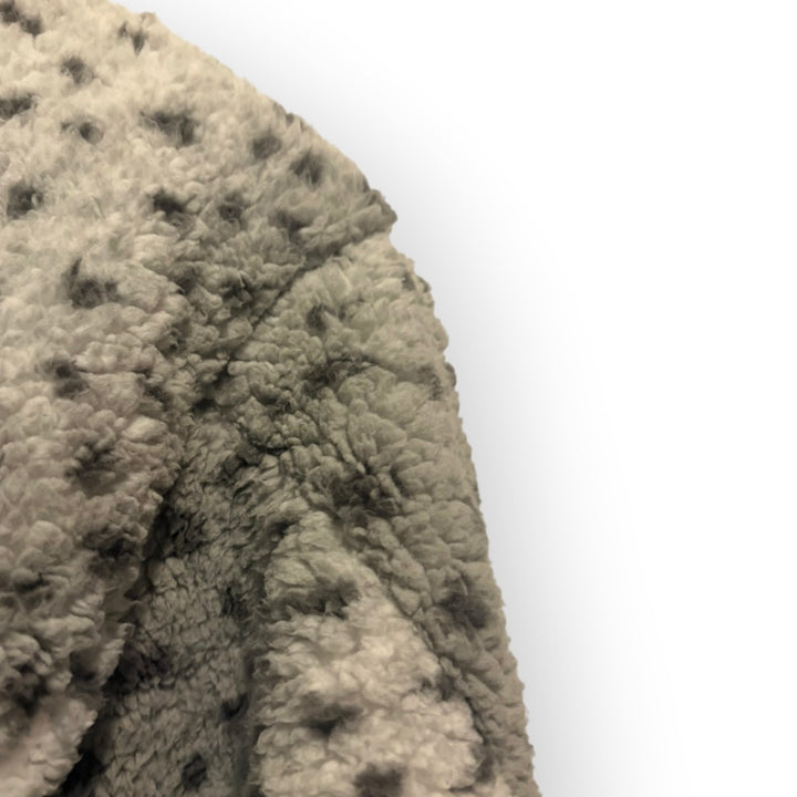 G.I.L.I. Gray Leopard Print Faux Fur Sherpa Hooded Coat XXS/XXXS Oversized