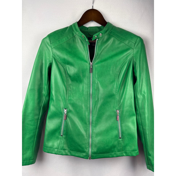 Women’s Alfani XS Leaf Green Faux Leather Jacket