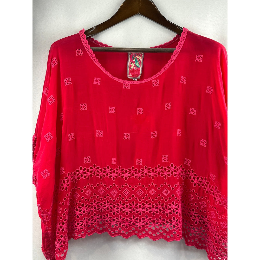 Women’s Dark Pink Johnny Was Poncho Style Blouse Size L