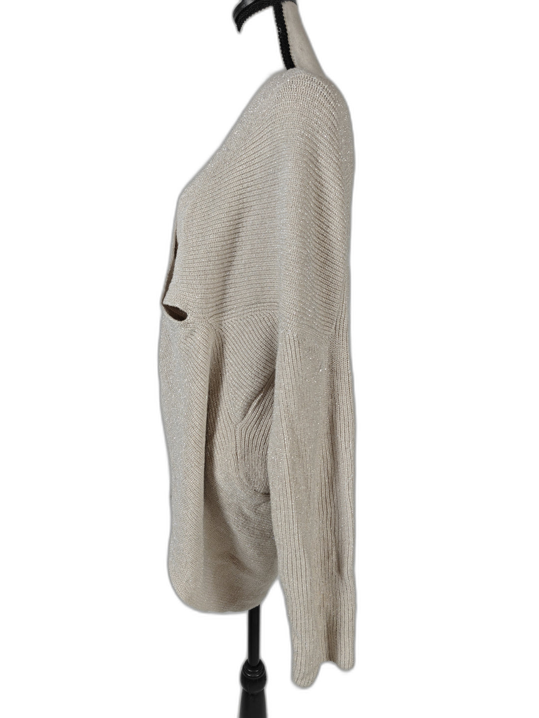Womens Ann Taylor Wrap Sweater Ivory Metallic XL