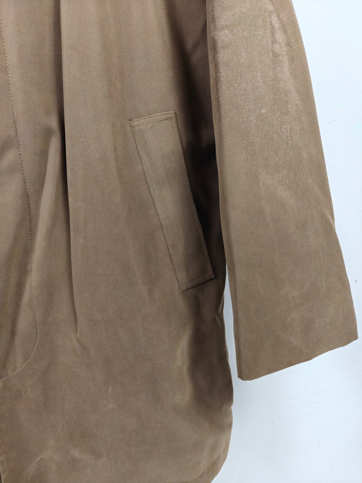 Classic Johnston Murphy Mens Tan Wool Collar Car Coat Size L
