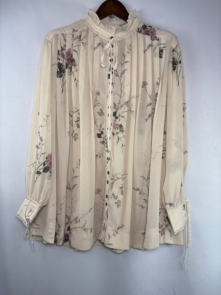 Women’s Festi Size 2 Cream Floral Peasant Blouse