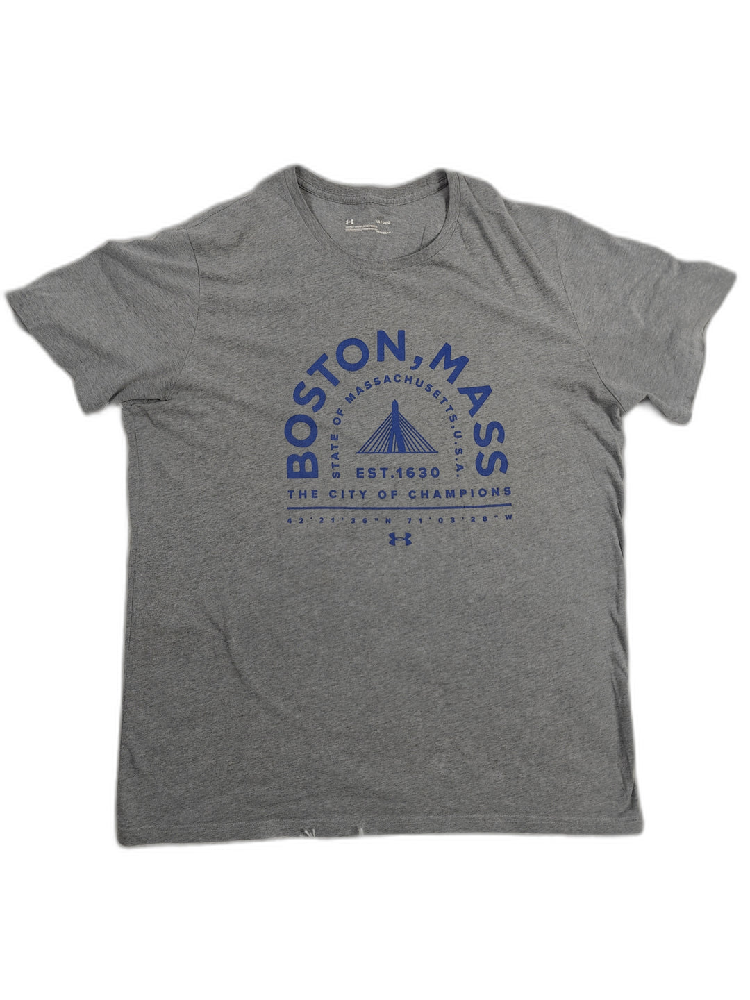 Mens Under Armour Boston Massachusetts Graphic T-Shirt Gray Size L