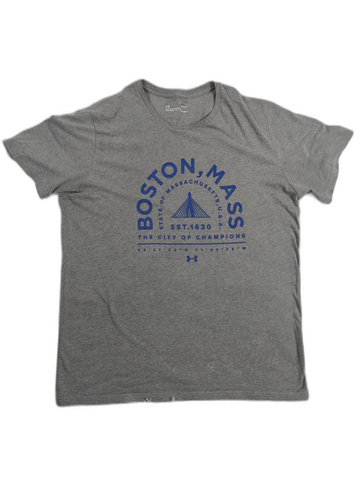 Mens Under Armour Boston Massachusetts Graphic T-Shirt Gray Size L