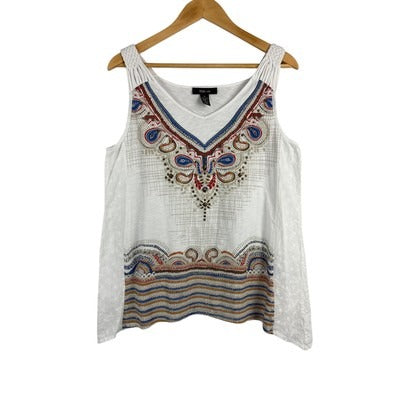 Style & Co. Womens XL V-Neck Top With Embroidered Design