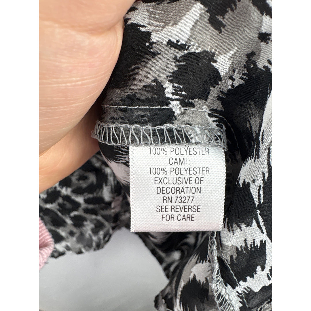 Women’s APT. 9 Large Grey & Black Leopard Print Sheer Blouse
