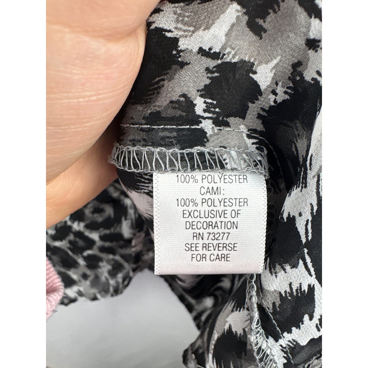 Women’s APT. 9 Large Grey & Black Leopard Print Sheer Blouse
