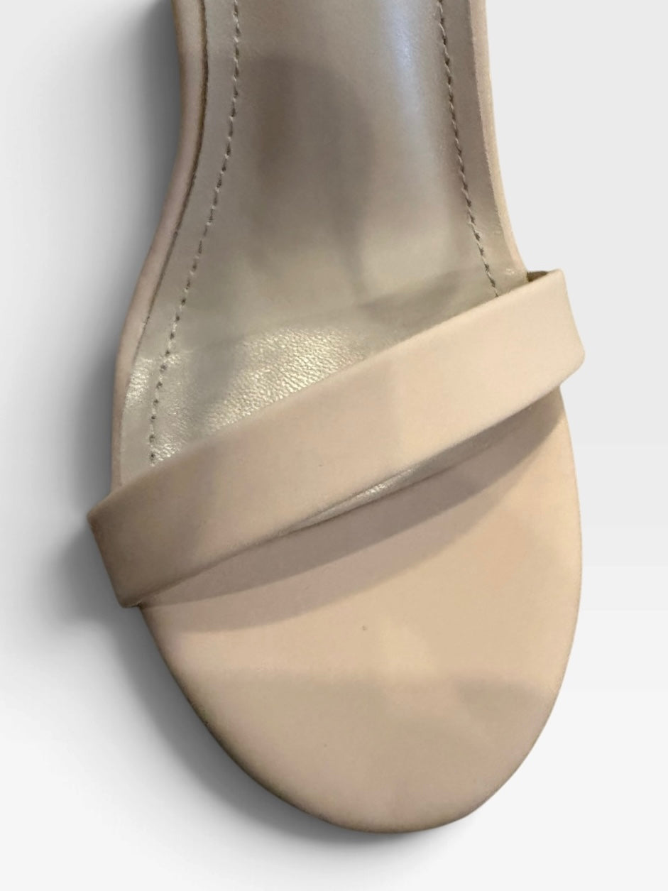 DREAM PAIRS Nude Beige Stiletto Heels 6 Strappy Ankle Strap Sandals Minimalist