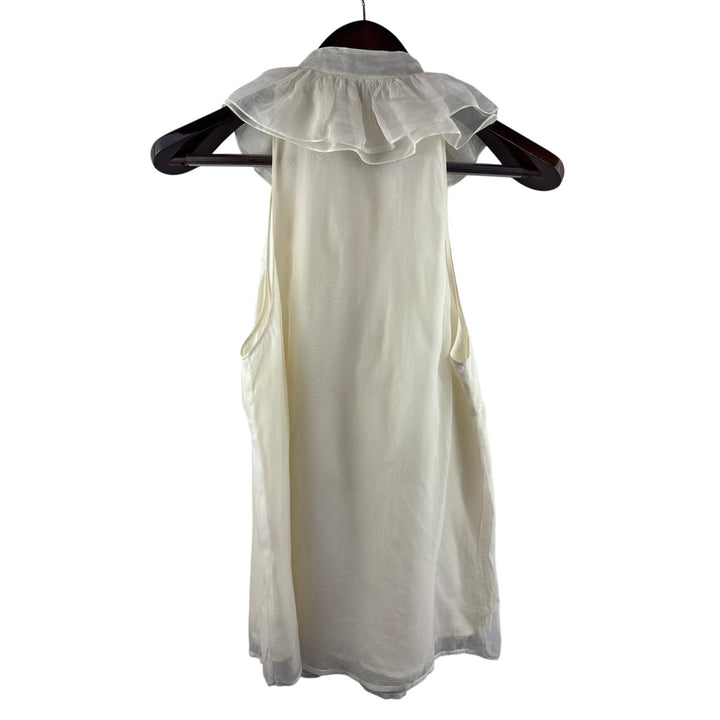 Women’s Ralph Lauren Size 12 Cream Sleeveless Ruffled Blouse