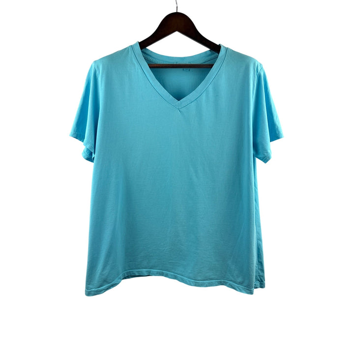 Women’s Fresh Produce 2X Aqua Short Sleeve Shirt