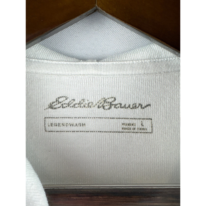 Women’s Eddie Bauer Large White Zip-Up Hoodie w/ Grey Stitching.