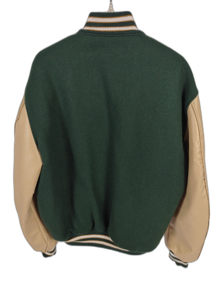 Mens Howe Athletic Apparel Varsity Jacket Green Tan XL