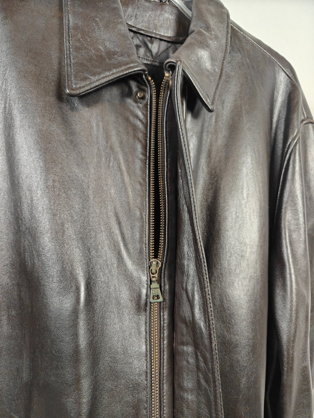 Mens Jos A Bank Genuine Leather Jacket Dark Brown Bomber XXL