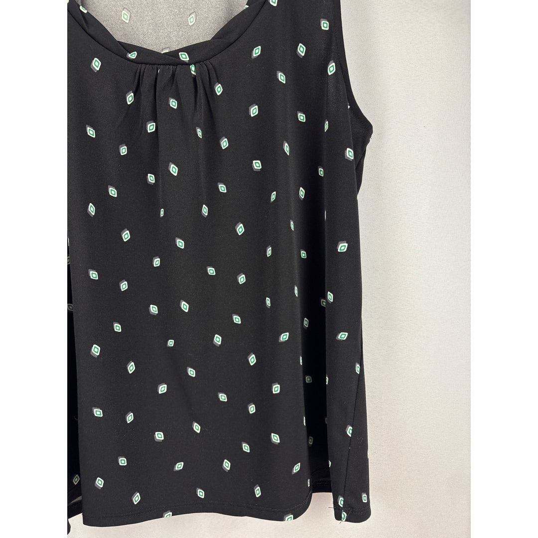 41 Hawthorn Womens Petite S Sleeveless Blouse Black Geometric Print Polyester & Spandex