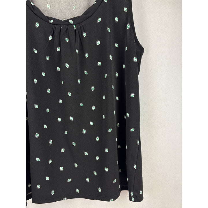 41 Hawthorn Womens Petite S Sleeveless Blouse Black Geometric Print Polyester & Spandex