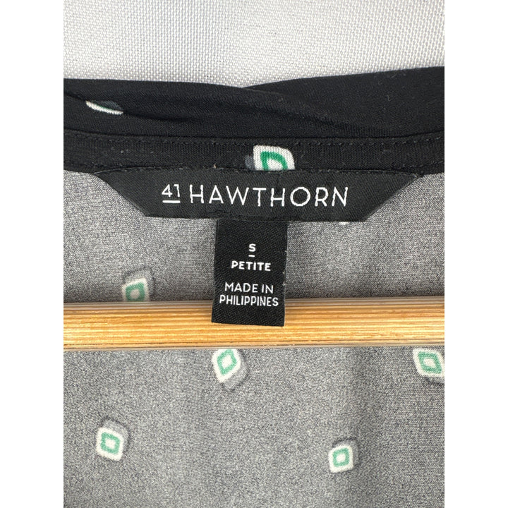 41 Hawthorn Womens Petite S Sleeveless Blouse Black Geometric Print Polyester & Spandex