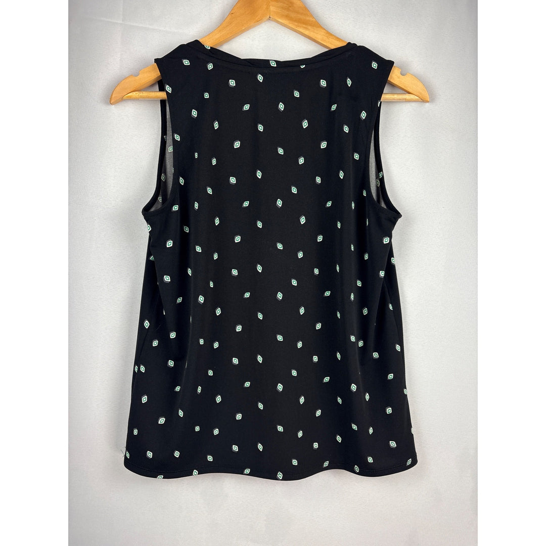 41 Hawthorn Womens Petite S Sleeveless Blouse Black Geometric Print Polyester & Spandex