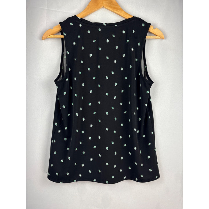 41 Hawthorn Womens Petite S Sleeveless Blouse Black Geometric Print Polyester & Spandex
