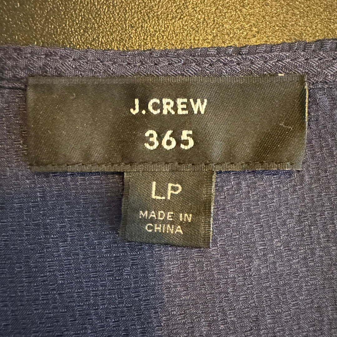 J. Crew 365 Women's Navy Blue Silk Popover V-Neck Blouse, Size Large Petite