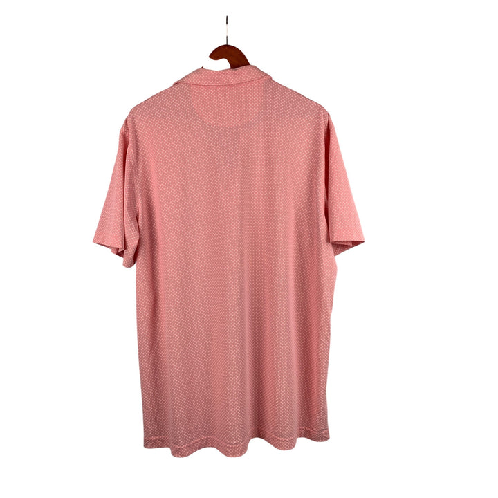 Johnnie-O Mens XL Pink Polo Shirt With Pattern Polyester Blend