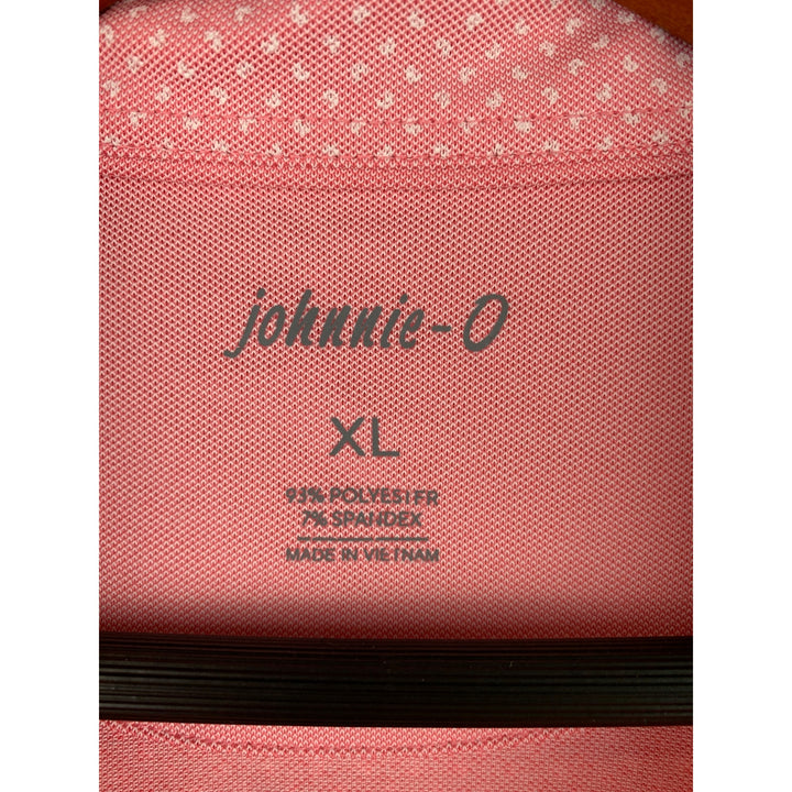 Johnnie-O Mens XL Pink Polo Shirt With Pattern Polyester Blend